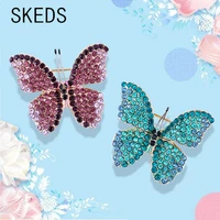 skeds fashion luxury crystal butterfly women brooch pin creative cute insect rhinestone brooches pin party jewelry for lady