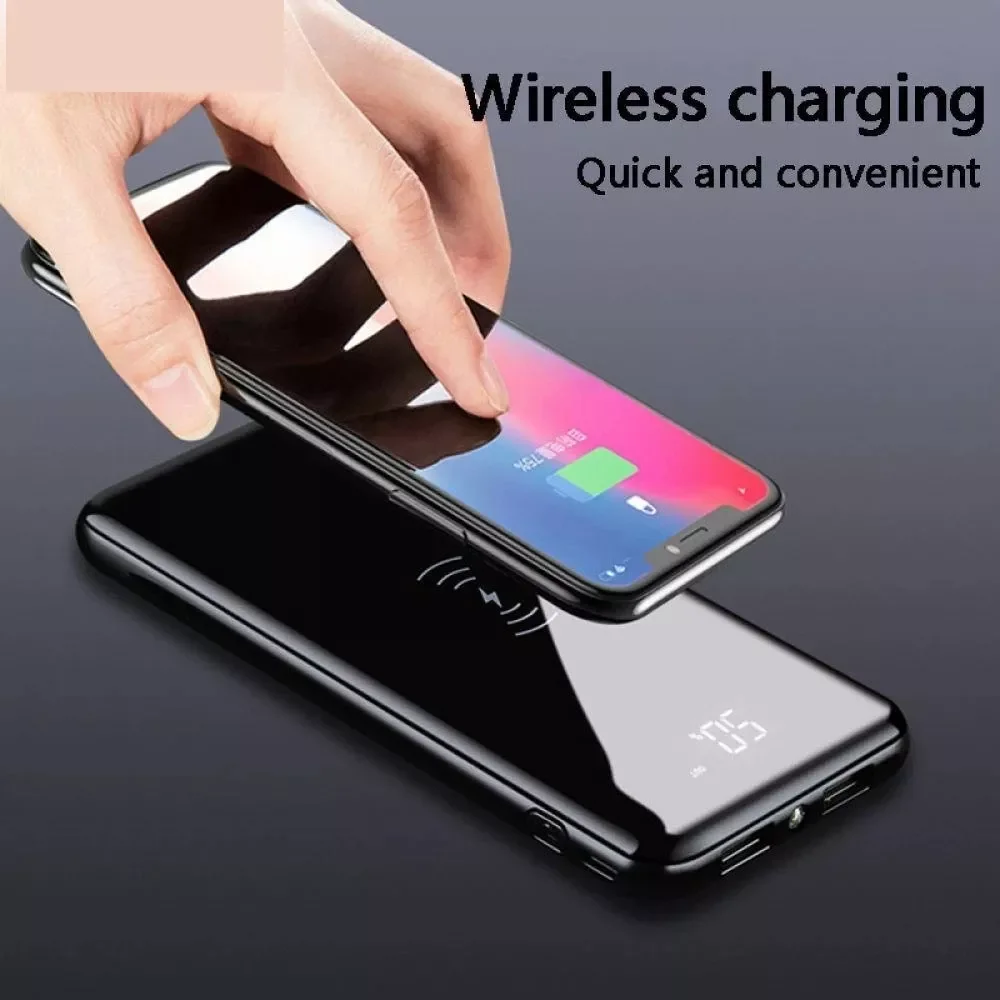 

NEW2023 Qi Wireless 30000mah Power Bank Built-in Charger Powerbank Portable Wireless Charger For iPhone External Battery Bank