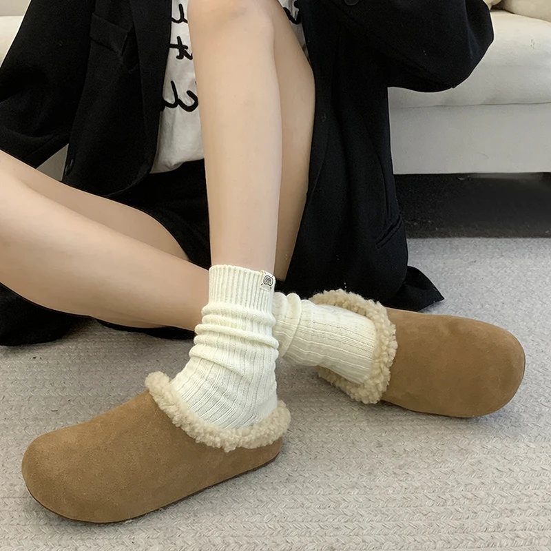 Меховая обувь Домашние тапочки Тапочки на платформе Женские шлепанцы с закрытым