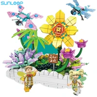 cayi building blocks flower farm succulent potted small particles insect animals assembled educational building block toys