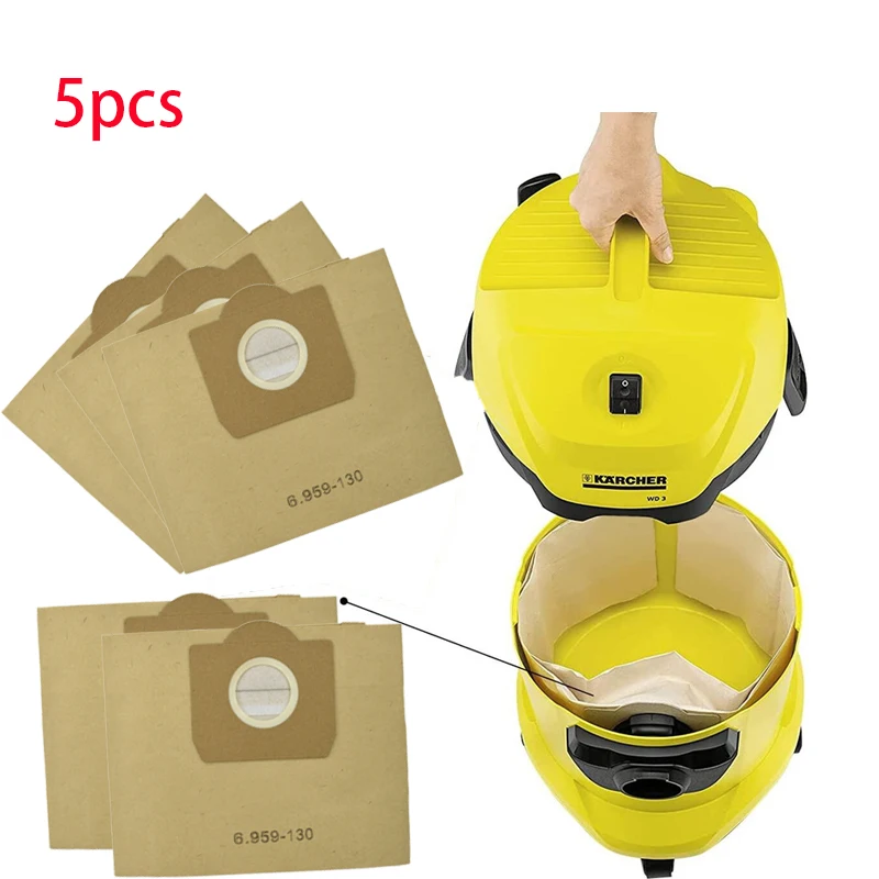 5PCS Vacuum Cleaner Dust Bag for Karcher WD3 WD3200/Rowenta RB88  RU100/Rowenta BULLY RB08 014/Seteco 202 Thickened Dust Bags