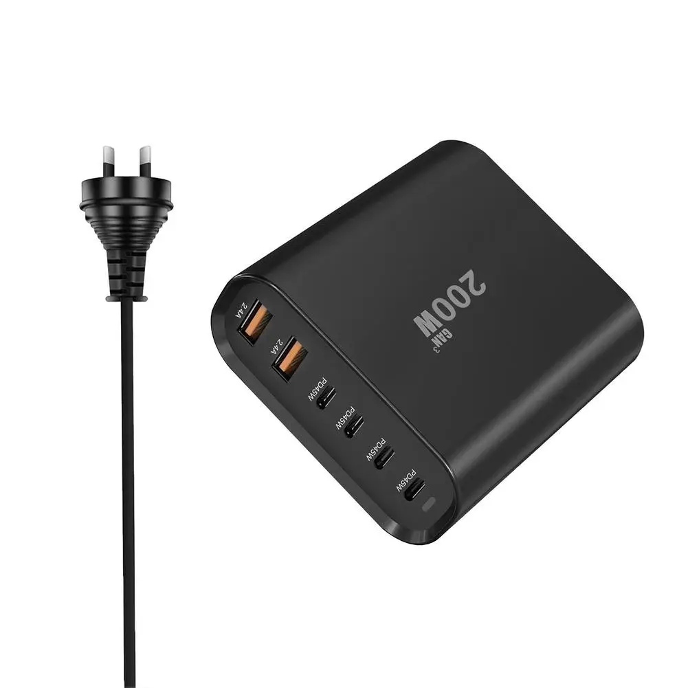 

USB Power Strip 200W 6 Ports Charging Station 4 USB-C 2 USB-A Ports Multifunctional Charger Adapter For IPad Laptops Smart Phone
