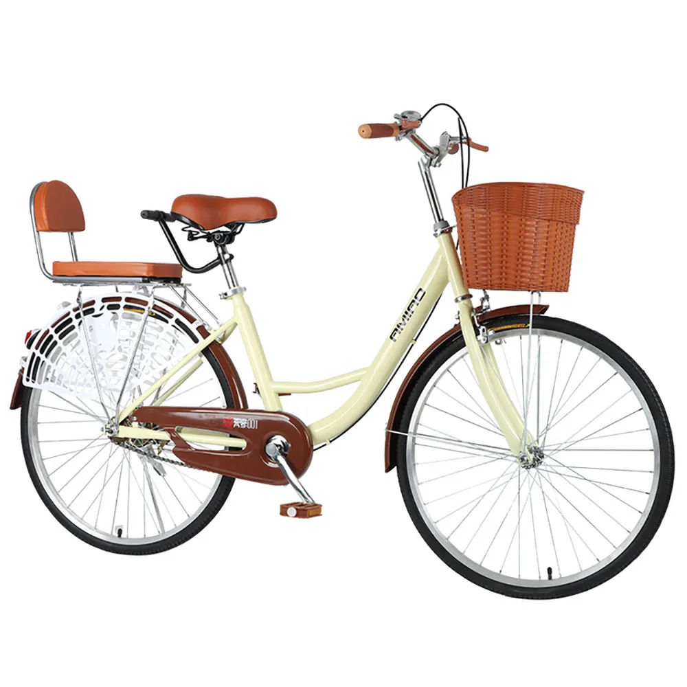

24-дюймовый Женский взрослый велосипед из высокоуглеродистой стали, легкий каркас, задний замок, тормоз, обычная педаль, для студентов, поездок, велосипед принцессы