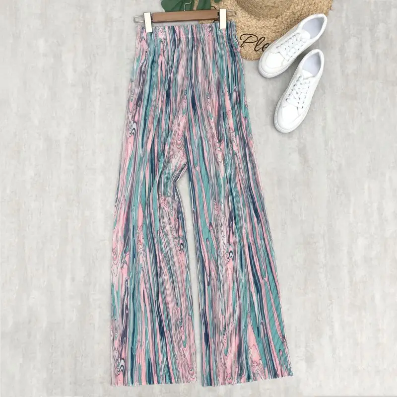 

Women Loose Fit Wide Leg Pants High Waist Pleated Tie Dye Bohemian Printing Graphic Straight Leg Long Pants Casual Daily Pants