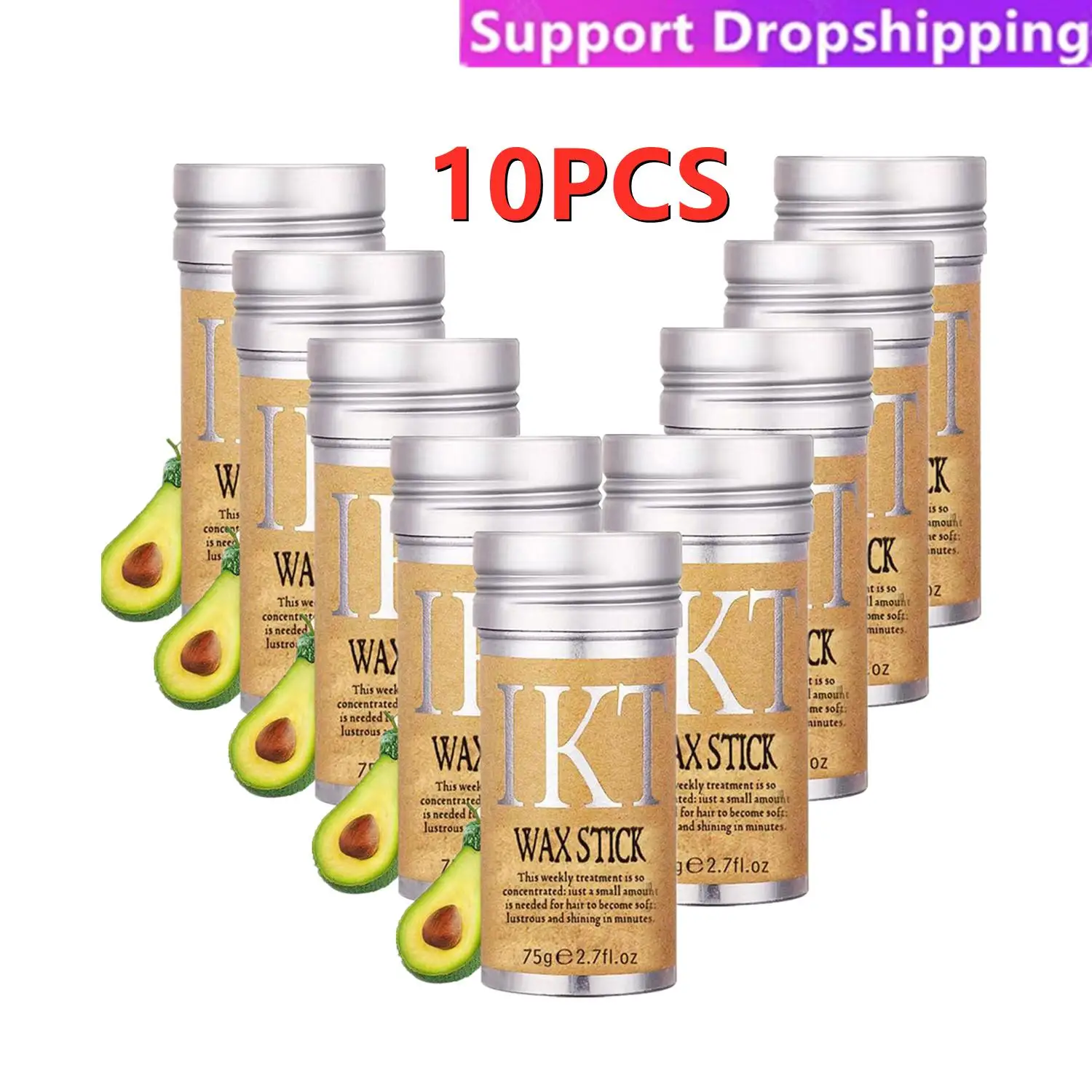 

10PCS IKT 75g Strong Hold Hair Wax Stick For Hair Styling Wig Knots Healer Gel Stick Thin Baby Hair Perfect Line