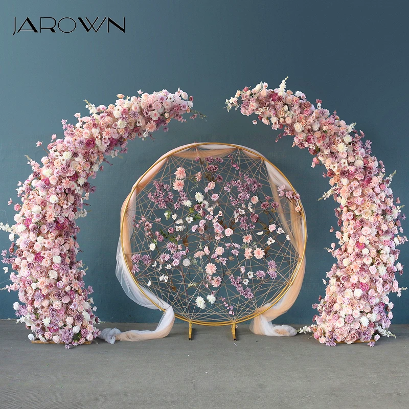 JAROWN boynuzları kemer çiçek düzenleme seti düğün arka plan dekorasyon ay Arch çiçek standı özel sıra mor ev partisi dekoru