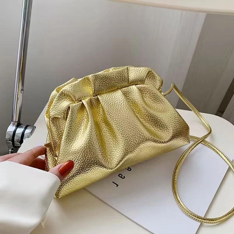 Luxurious Gold shoulder Bag For Women PU Crossbody Bag Small Phone Bag Female Evening Party Clutches and Purse handbag