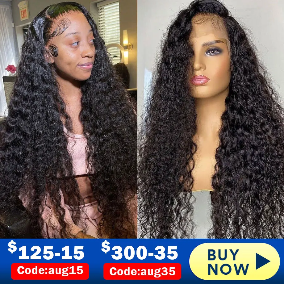 13x4 Hd Loose Deep Wave Frontal Wig Full Lace Human Hair Wigs For Black Women 30 34 Inch Wet And Wavy Water Wave Lace Front Wig