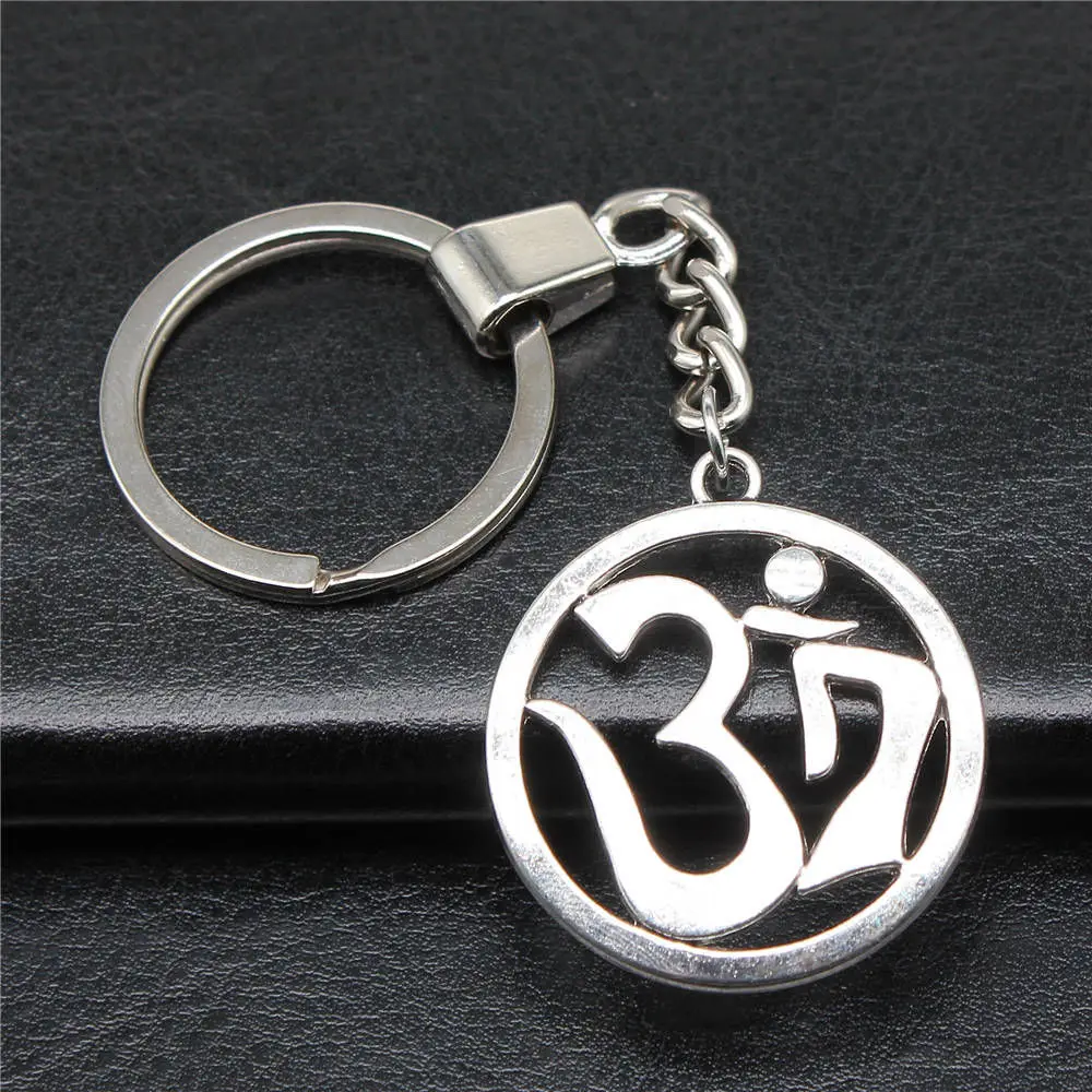 

Round Om Symbol Keychains Diy Jewelry Making Supplies Cell Phone Pendant