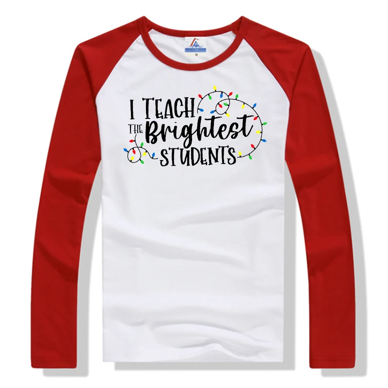 

Teacher Christmas Shirt I Teach The Brightest Students Funny Christmas Teacher Tshirt Teacher Holiday Tops Winter Shchool Tee M
