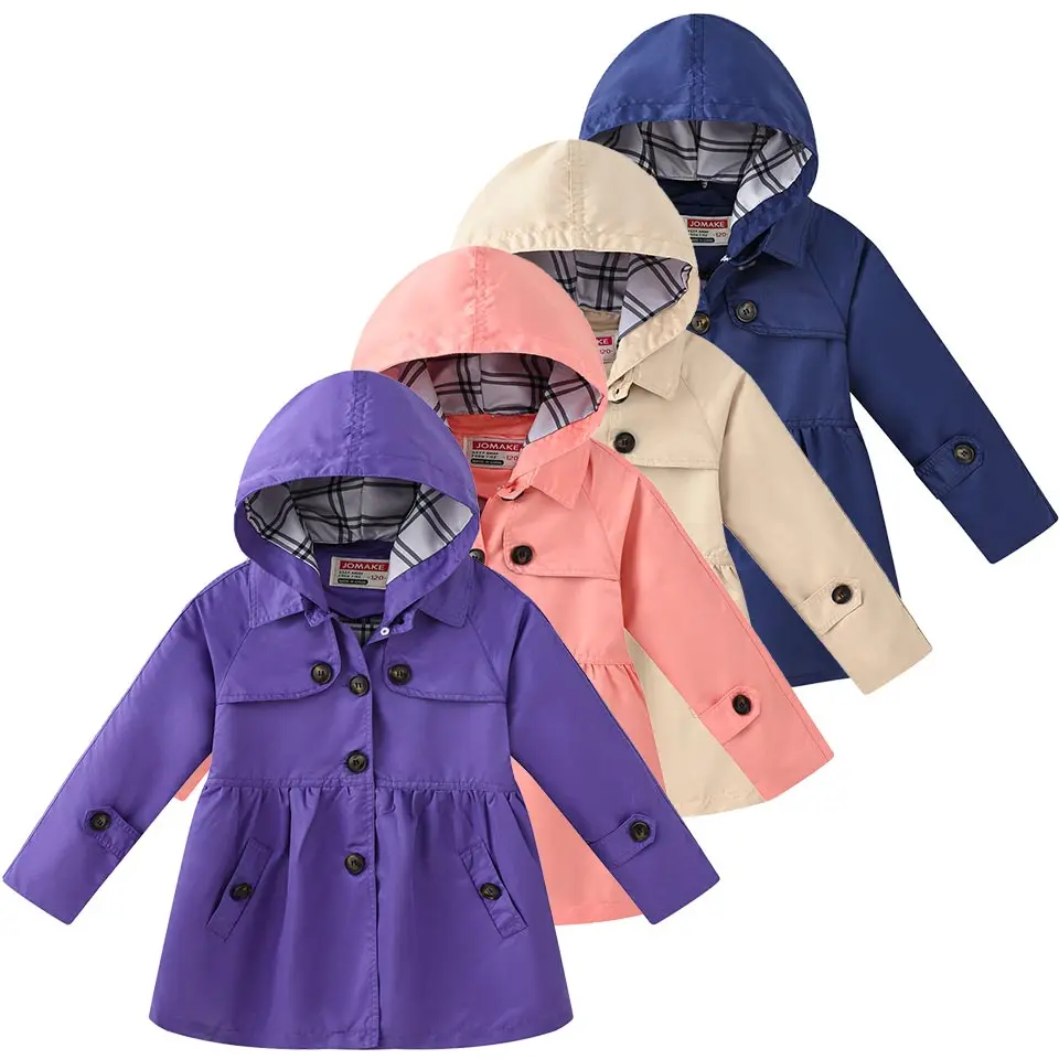 

Женский тренчкот на пуговицах с капюшоном, повседневные куртки 2023, детская одежда, тонкая Корейская ветрозащитная куртка для девушек в Коре...