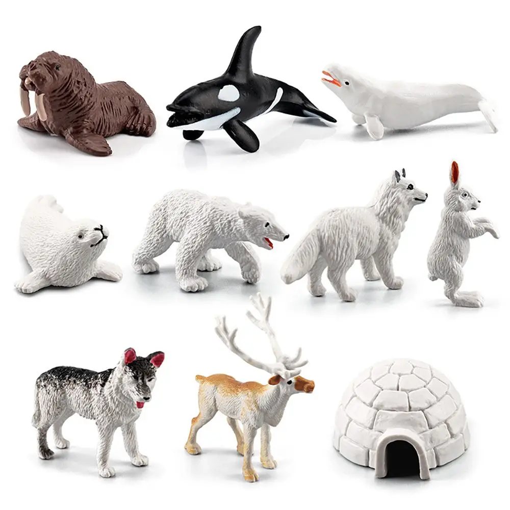 

Toy Science Educational Arctic Animal Model Whale Reindeer Figurine Polar Bear Fox Rabbit Miniature Seals Walruses