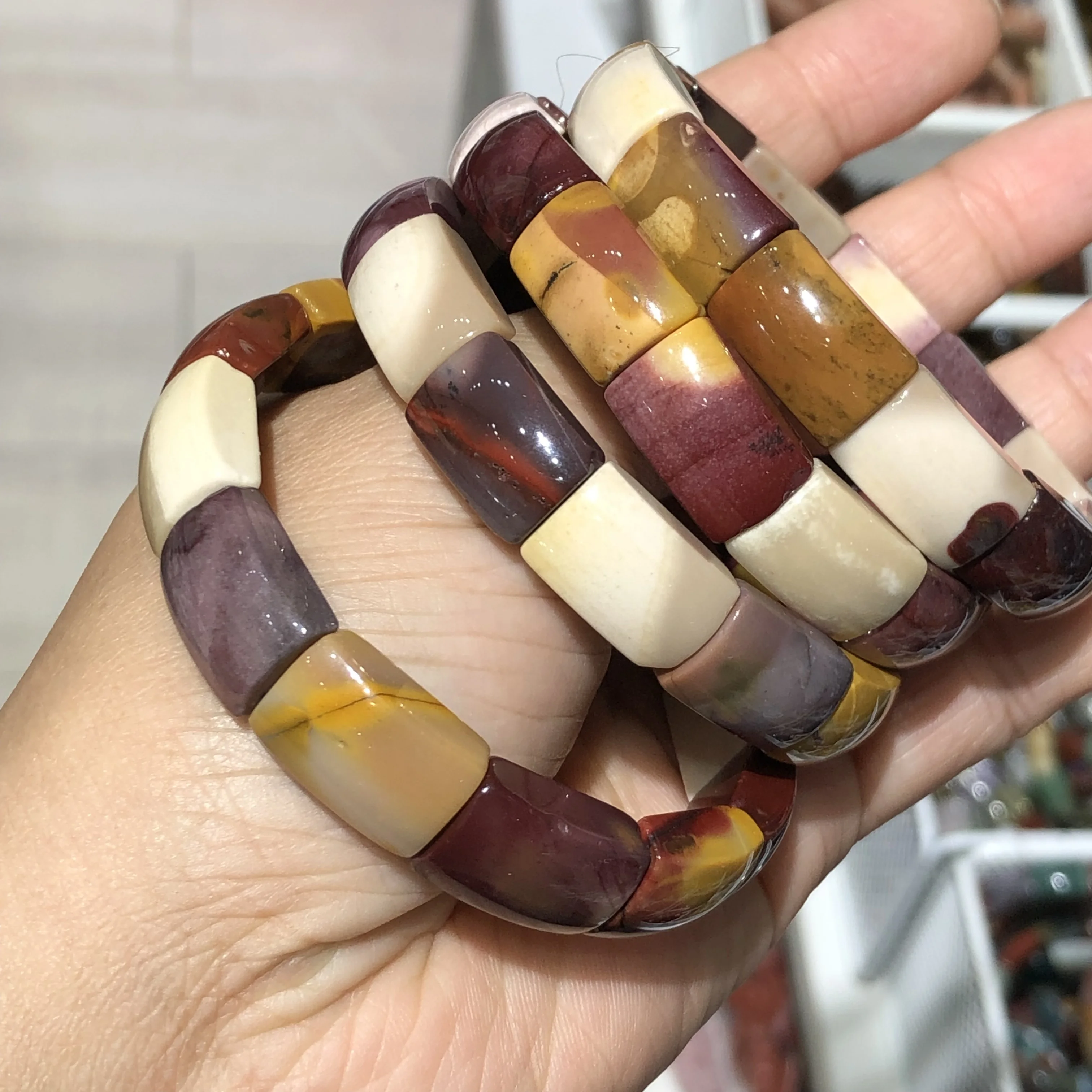 1 шт. Fengbaowu натуральный Mookaite Mookite Jasper браслет Рейки целебный камень ювелирные