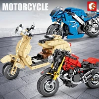 technical creative ideas motorcycle model building blocks moc traffic vehicle assembly bricks toys for boys birthday adults gift