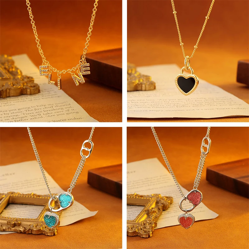 

Изысканное ожерелье с подвеской в виде Золотой буквы, многоцветный кулон в форме сердца-это любимый подарок для вашей девушки