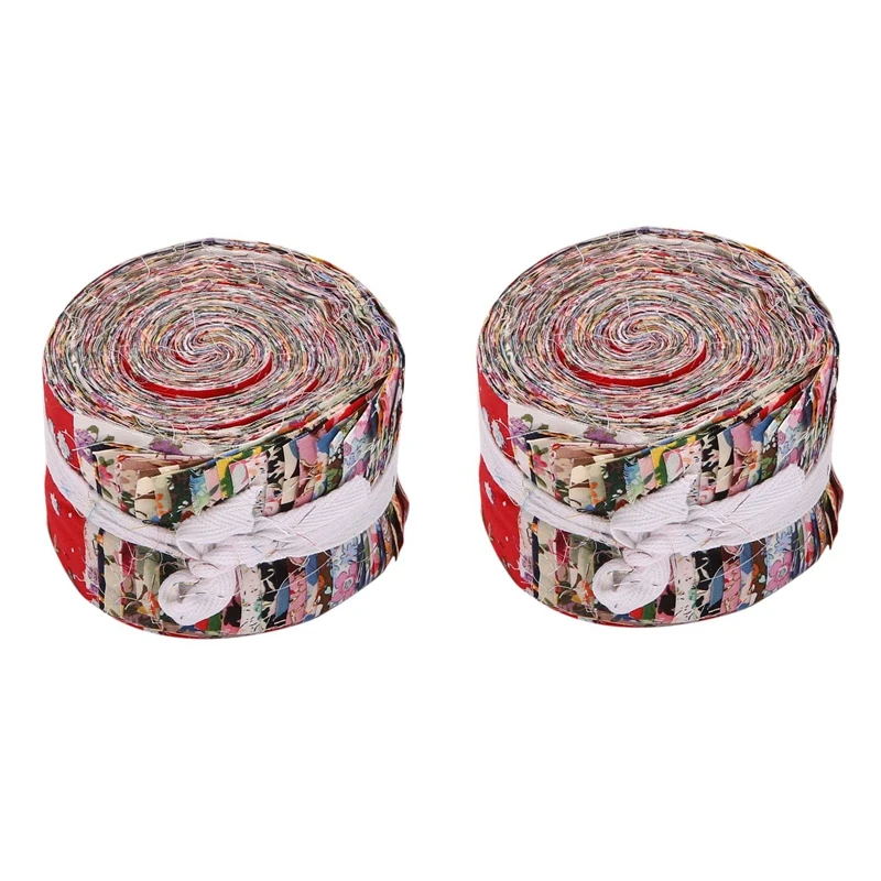 

2X Fabric Strips Roll Jelly Fabric Bundles Fabric Quilting Strips Roll Up Flower Precut Patchwork With Assorted Patterns