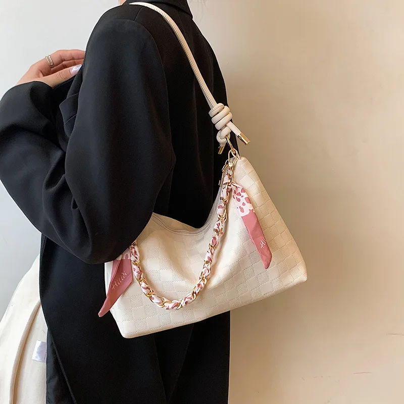 

Summer New Large Capacity Women's Bag Fashion Versatile Chain Houndstooth Single Shoulder Handbag