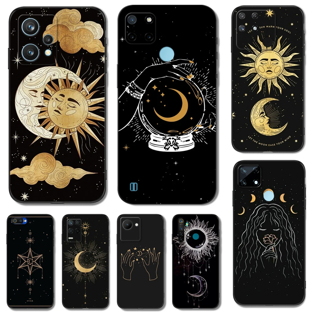 Черный чехол ТПУ для Realme 7i 8i 9 Pro Plus 9i C12 GT Neo2 Narzo 20 30A 50A 50i Witches moon Tarot Mystery Totem