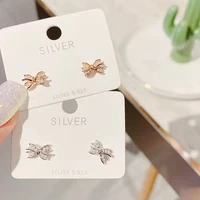 2022 s925 solid silver simple cute sweet heart sterling silver stud earrings for women fashion bow heart shaped earrings jewelry