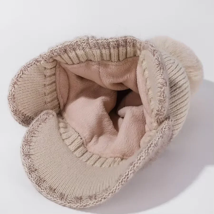 Женская зимняя восьмиугольная кепка с буквой M уличная велосипедная защита ушей