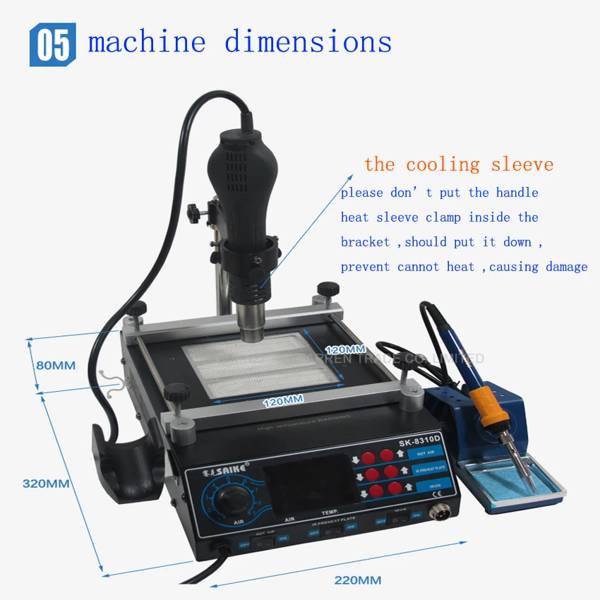 220V/110V Soldering Station 3 in 1 Hot Air + Iron Preheat 8310D