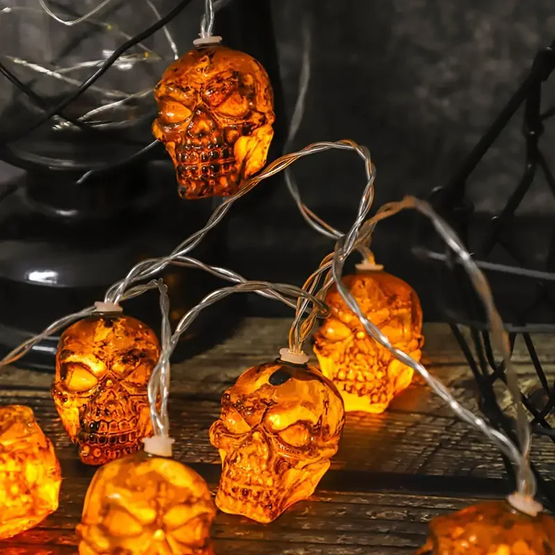 

Светодиодная гирлянда с черепом, теплый белый/RGB, 1,5/3/6 м, 10/20/40 LED, для Хэллоуина