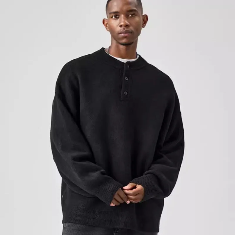 Мужской трикотажный свитер-поло с воротником-поло стирающийся в машинке