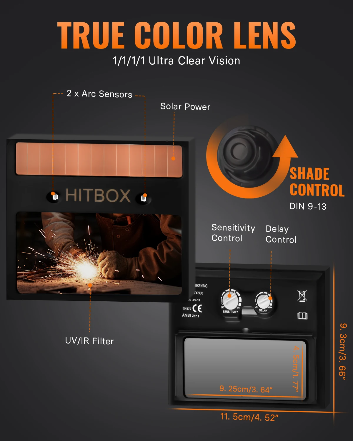 Сварочный шлем HITBOX с автоматическим затемнением