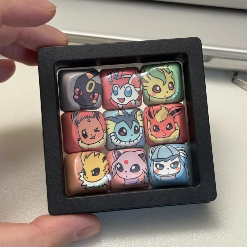 Фото Колпачки для клавиш Pokemon Eeveelutions MOA Profile PBT, кастомные колпачки для клавиш Eevee, для механических клавиатур с крестообразным креплением, для ESC, Page Up, Page Down №3