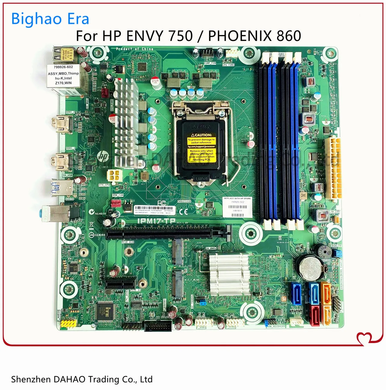 

Материнская плата, для HP ENVY 750, PHOENIX 860, IPM17-TP Z170, LGA1151, 799926-001, 799926-601, DDR4, МБ, 100%