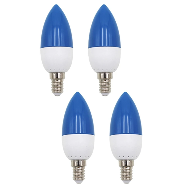 

HOT SALE 4X E14 LED Color Candle Tip Bulb, Color Candle Light,Blue