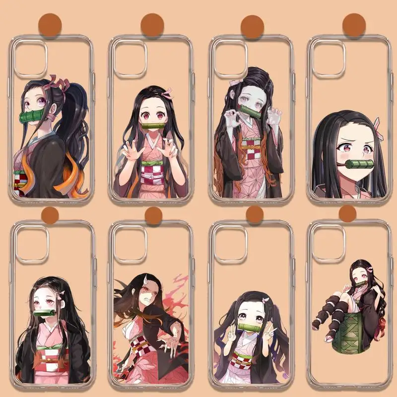 

Demon Slayer Kamado Nezuko Phone Case Transparent soft For iphone 12 11 13 7 8 6 s plus x xs xr pro max mini