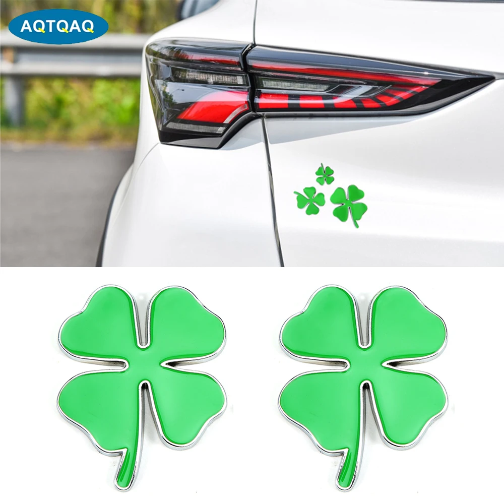 

Four Leaf Clover Styling 3D Metal Car Sticker Badge Green Lucky Clover Emblem Sticker for Skoda Chevrolet Alfa Romeo Volvo Ford