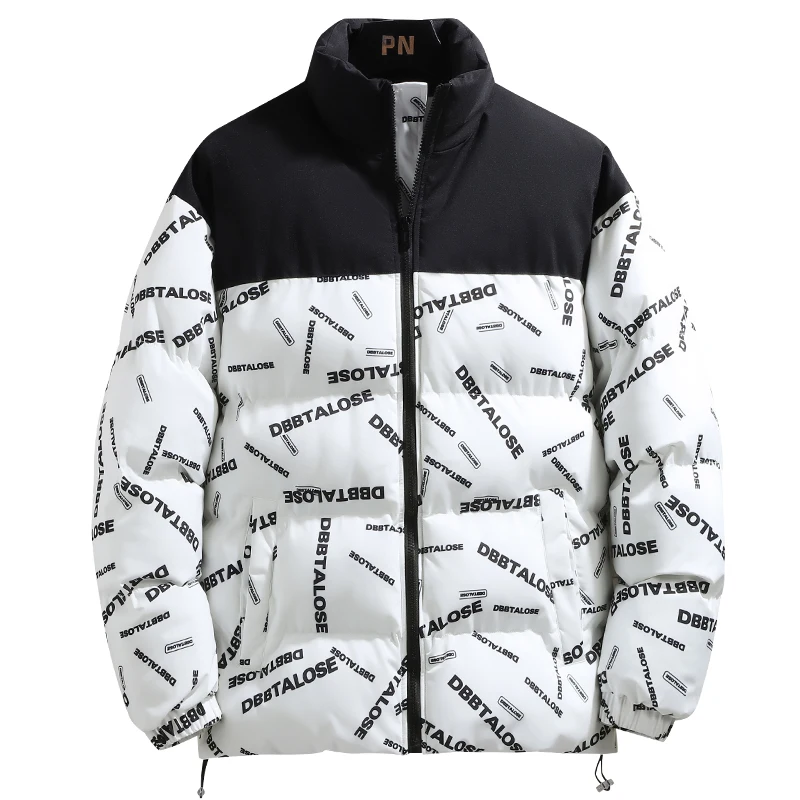 Winter Down Jacket Coat Outwear Men Hip Hop Oversize Padded Bomber Jacket Coat Streetwear Graffiti Jacket Parka Cotton Harajuku