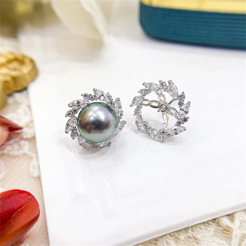 

DIY pearl accessories 925 silver ear nail empty holder concealer fashionable pearl eardrop holder suitable for inlaying 9-10mm