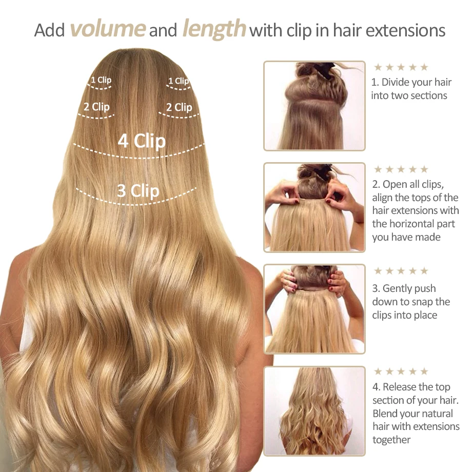 7 шт. прямые невидимые человеческие волосы для наращивания 14/613 г