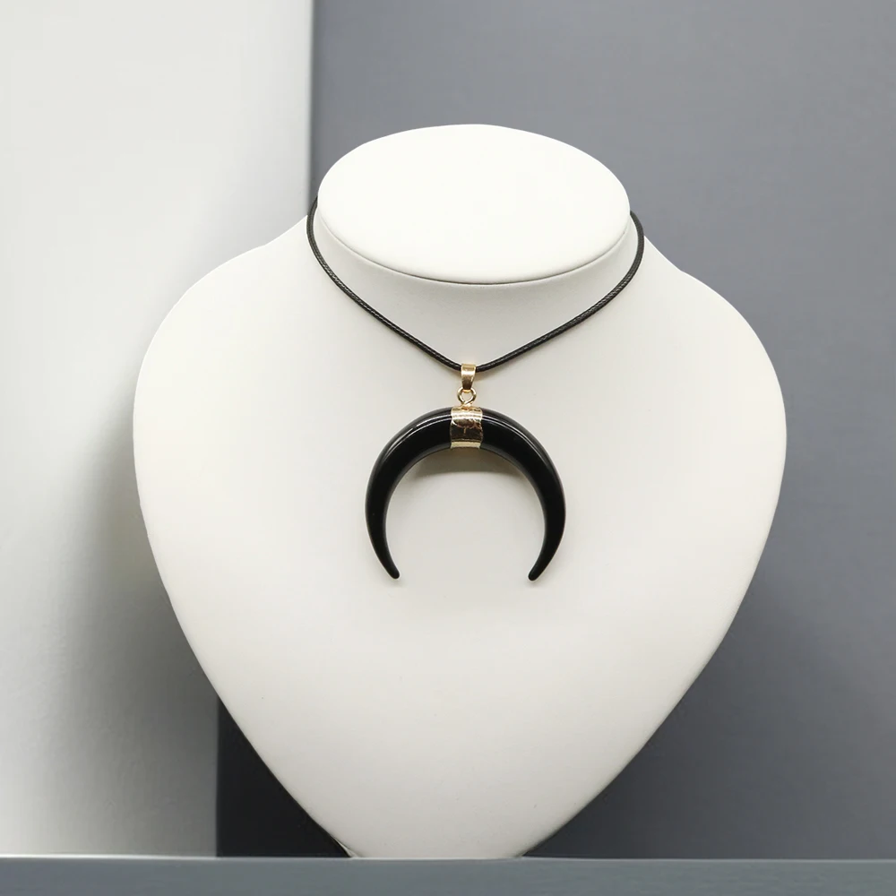 Ожерелье с подвеской из смолы и бычьего рога, регулируемый кожаный шнур, амулет на удачу, ожерелье с подвесками для ювелирных изделий, подарок для мужчин и женщин, племенные ожерелья