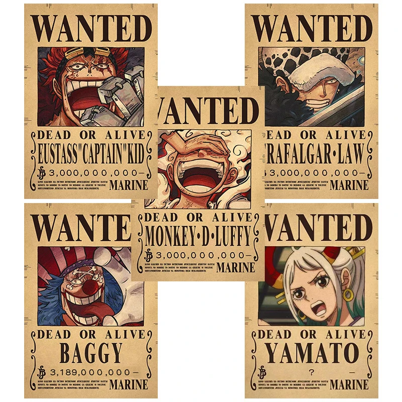 

BANDAI Anime One Piece 3 Billion Bounty Wanted Posters Children Room Wall Decoration Paintings Stickers Toys Gifts