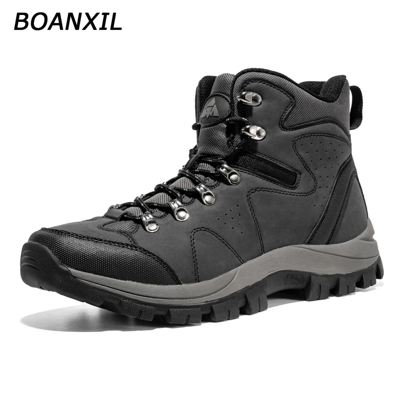 

BOANXIL Men Fashion Boots Anti-Skidding Shoes Men Popular Comfy Spring Autumn Men Shoes Outdoor Hiking Boots Durable Outsole