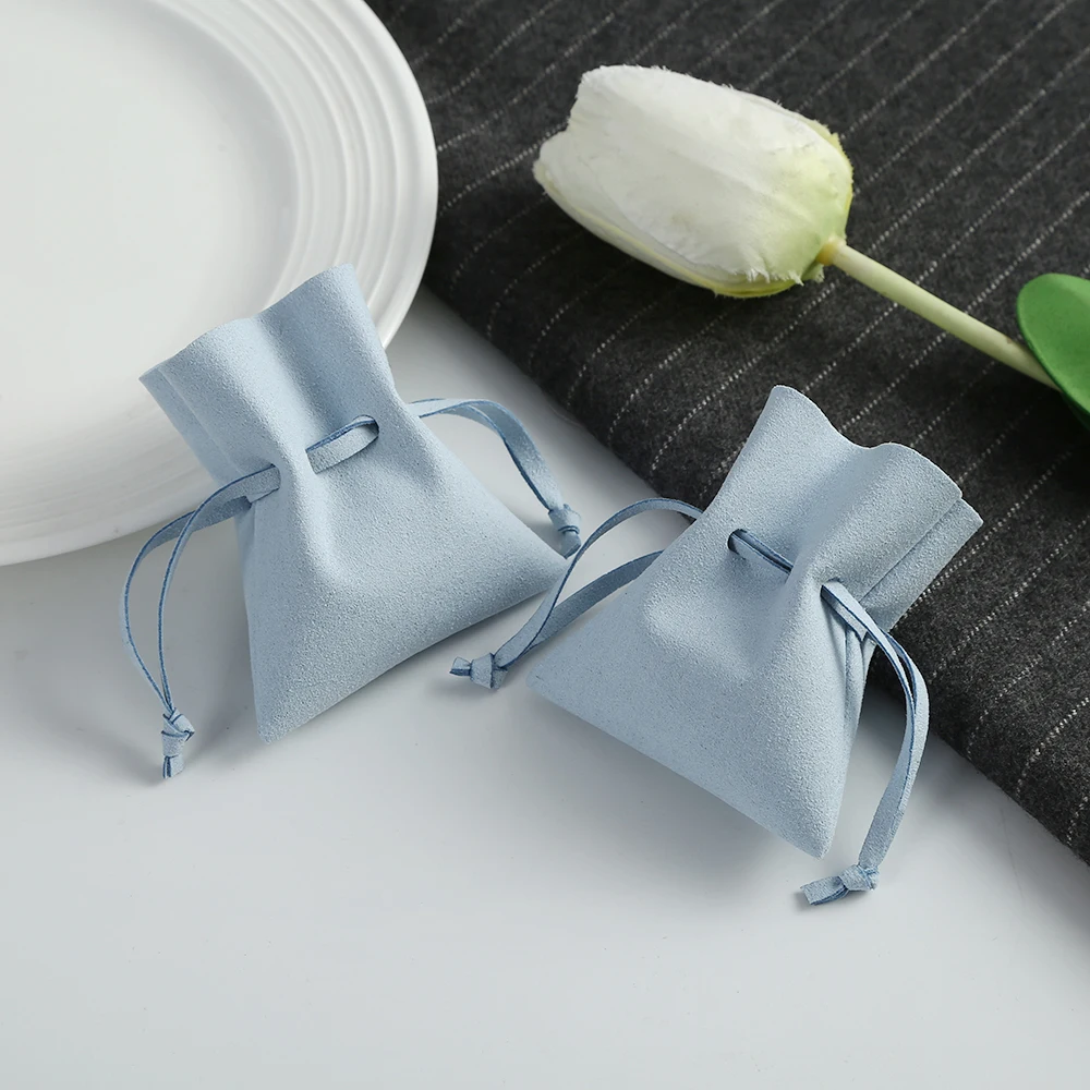 

10pcs Jewelry Gift Bags Microfiber Drawstring Fungus Open Style Jewelry Pouch Wedding Christmas Favors For Guests Candy Bags