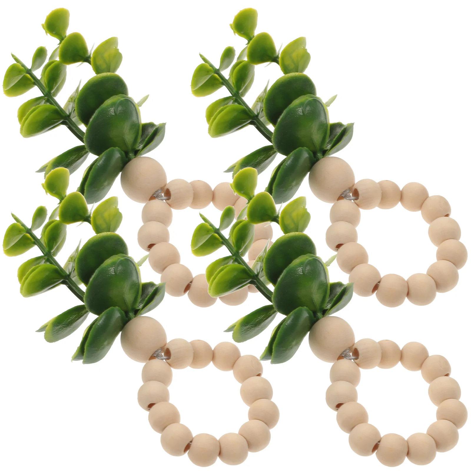 

Napkin Rings Easter Greenery Holders Leaf Serviette Eucalyptus Wooden Beads Spring Buckles Farmhouse Faux Dinning Table Setting