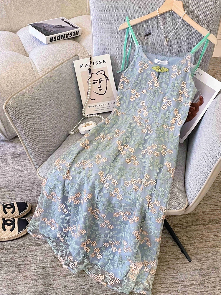 Летнее милое платье с лямкой на бретельках больших размеров супер сказочная