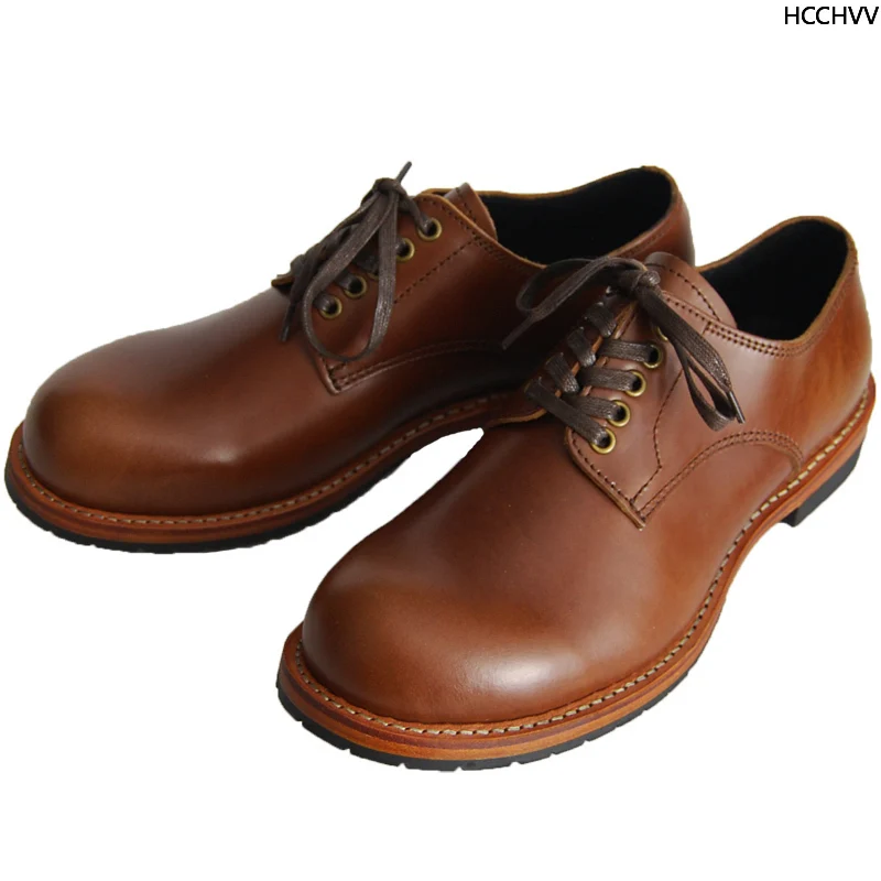Кожаные низкие повседневные мужские туфли Goodyear-Welted винтажные дерби кожаные с