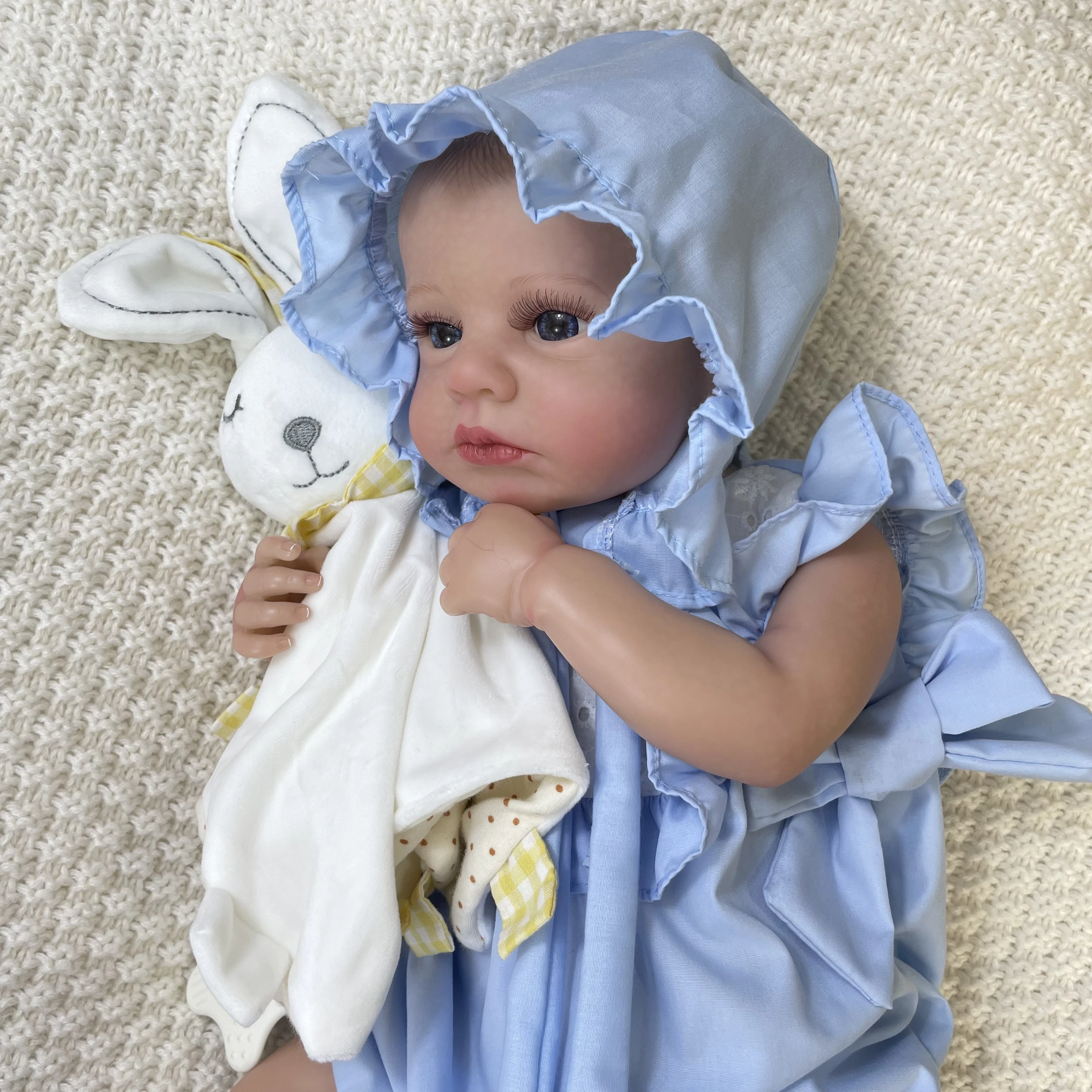 

50CM Already Painted Reborn Baby Doll LouLou Awake Open Eyes Lifelike Newborn 3D Skin DIY Toy Figure Birthday Gift For Girls