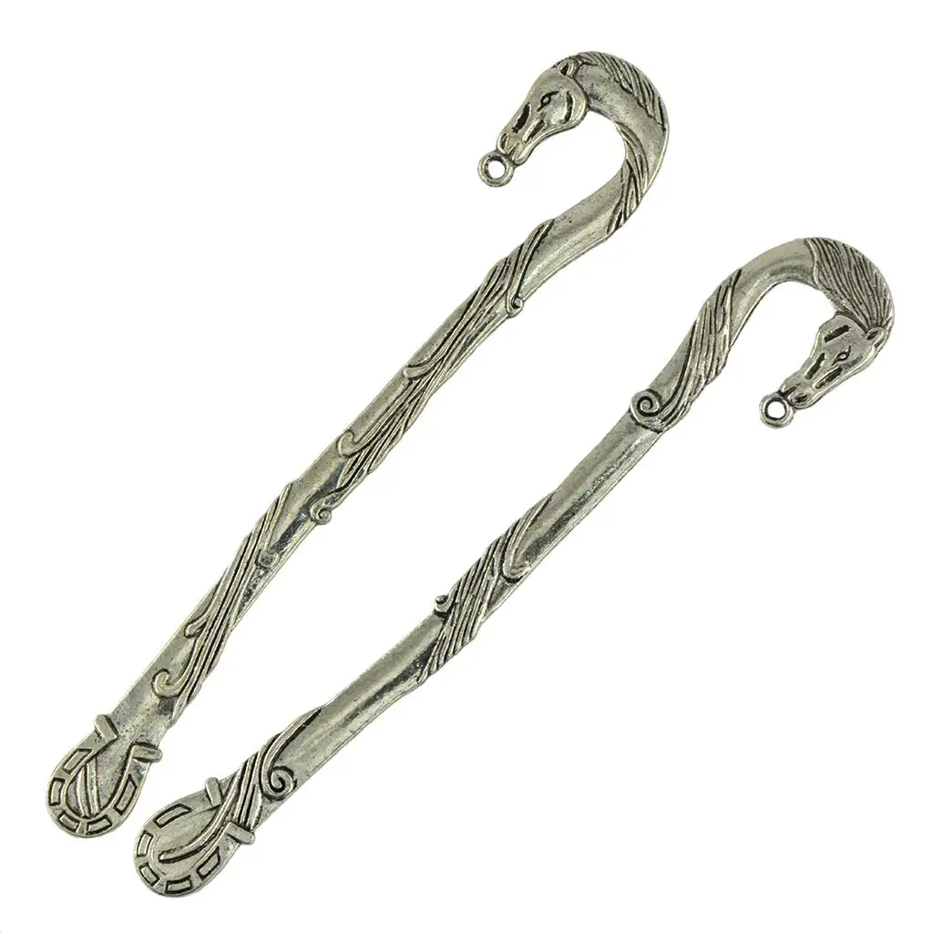 

6 Pieces Horse Head Hooks Bookmark Pendants with Charms Accessories