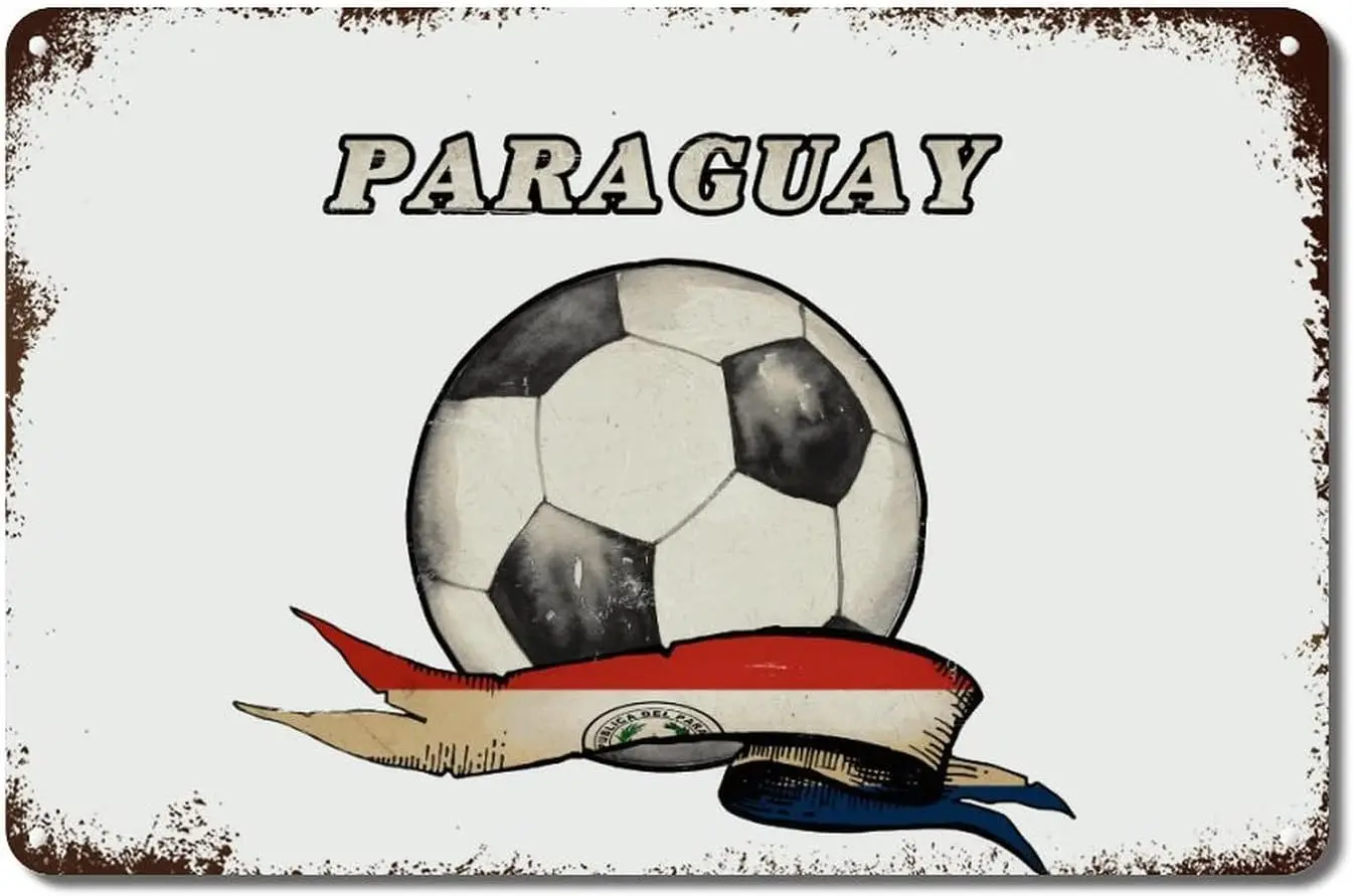 Металлический настенный знак с флагом Парагеи Флаг винтажным футбольным