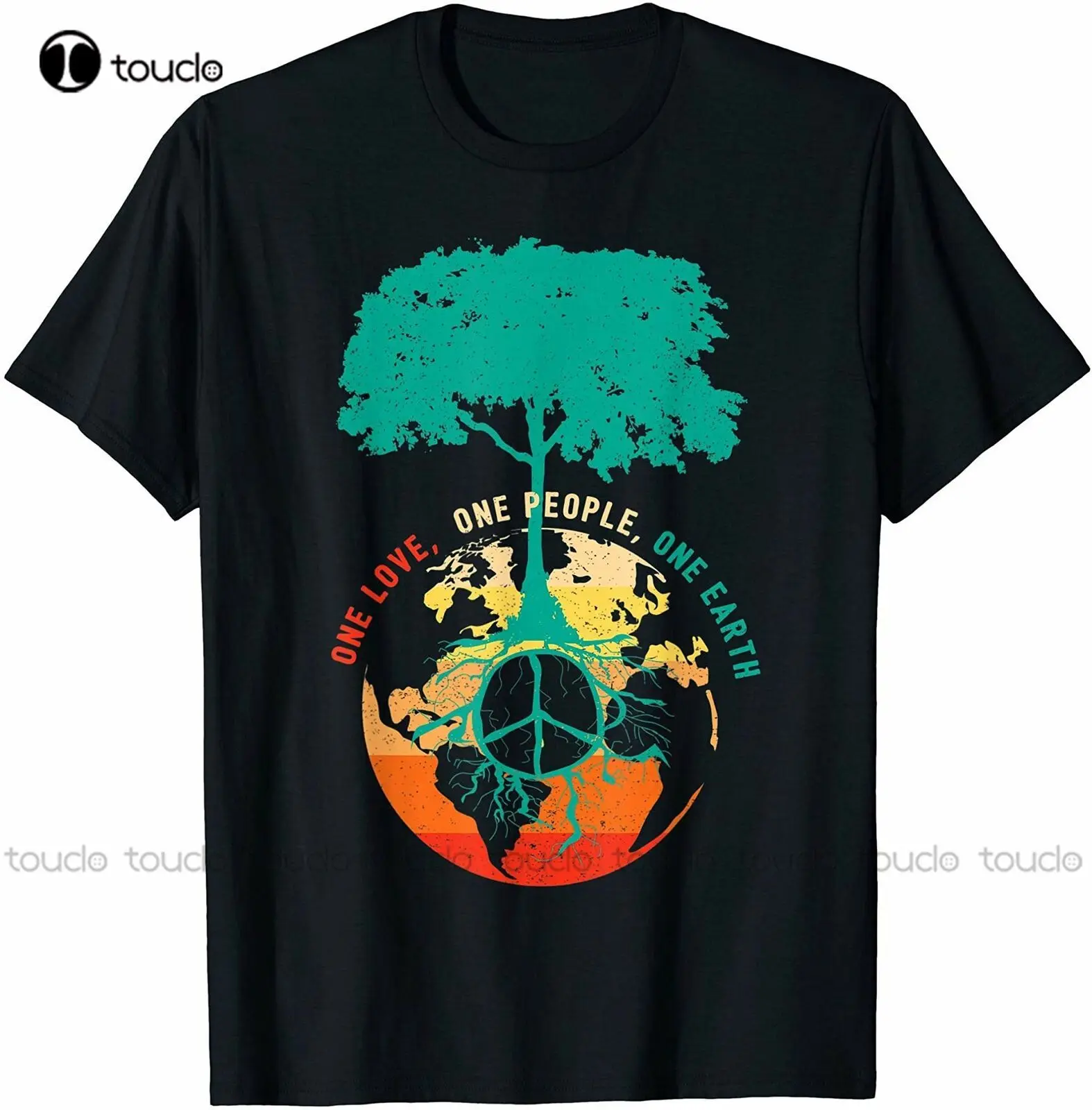 

Футболка в ретро стиле, в стиле хиппи, с надписью «Love People Earth Day 60S 70S» .. Футболка унисекс для мужчин и женщин