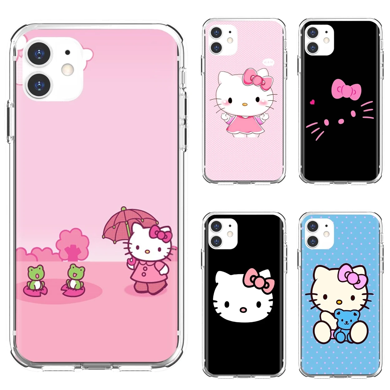 Красивые розовые прозрачные чехлы из ТПУ Hello Kitty для Xiaomi Mi Note 10 11 t lite A2 A3 Max Mix 2S 3 poco X3