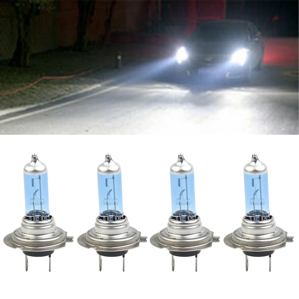 

4pcs H7 Headlight Bulbs 100W 4500K White Effect Look Headlight Lamp Light Bulb 12V Superwhite Halogen Car Light Accessories