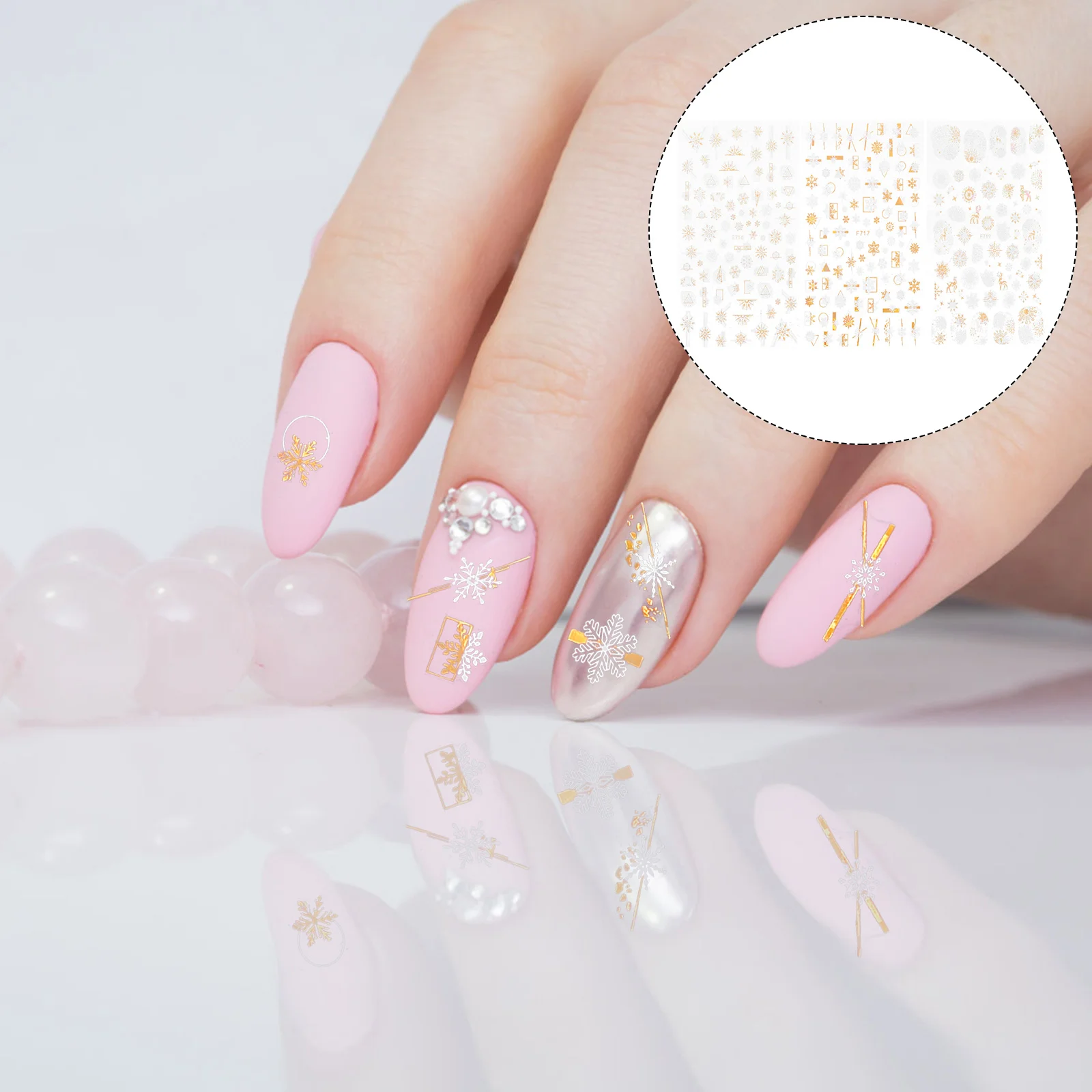 

12 Sheets Nail Snowflake DIY Xmas Metallic Nail Supplies Manicure Stickers Decals